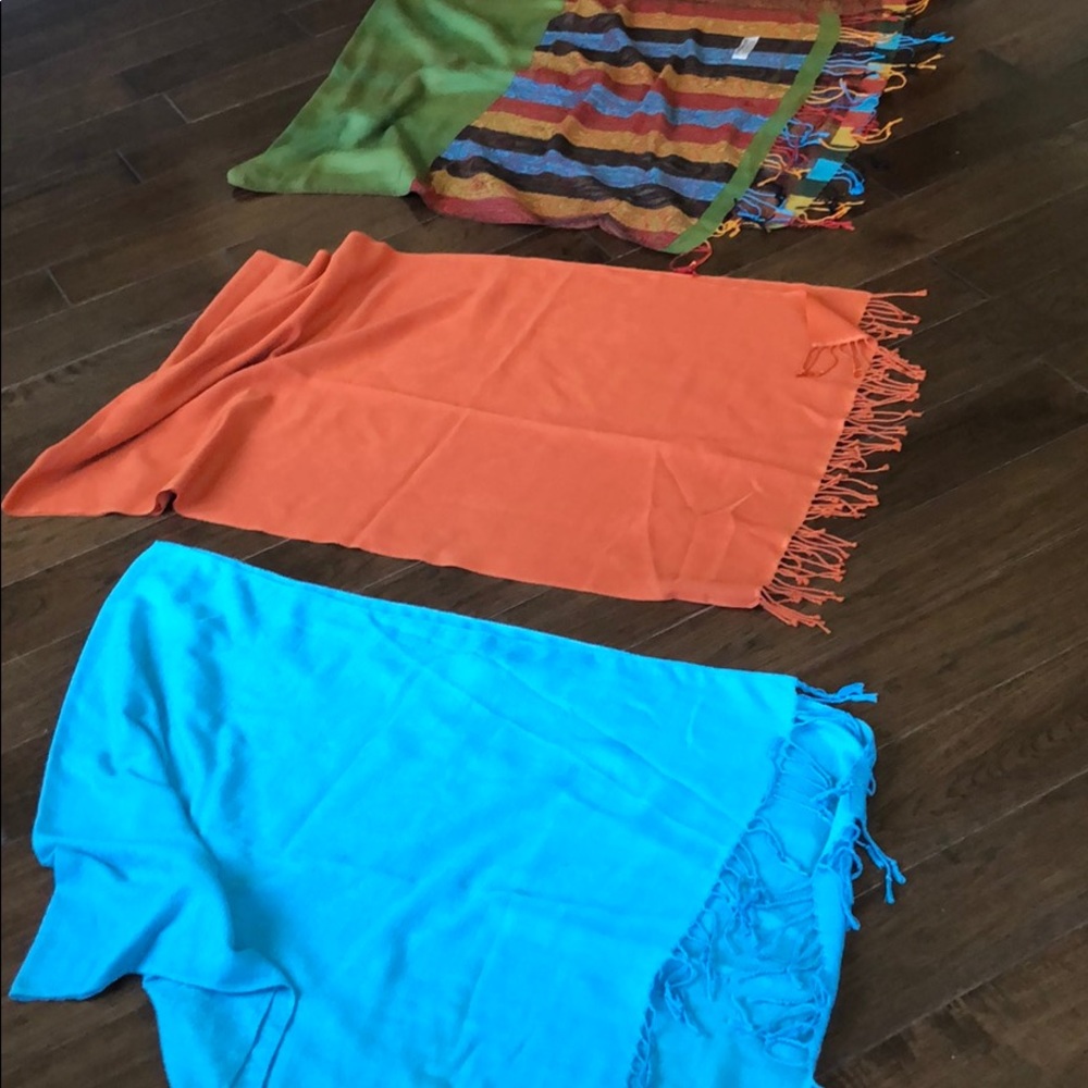 3 Large Colorful Pashmina Scarves